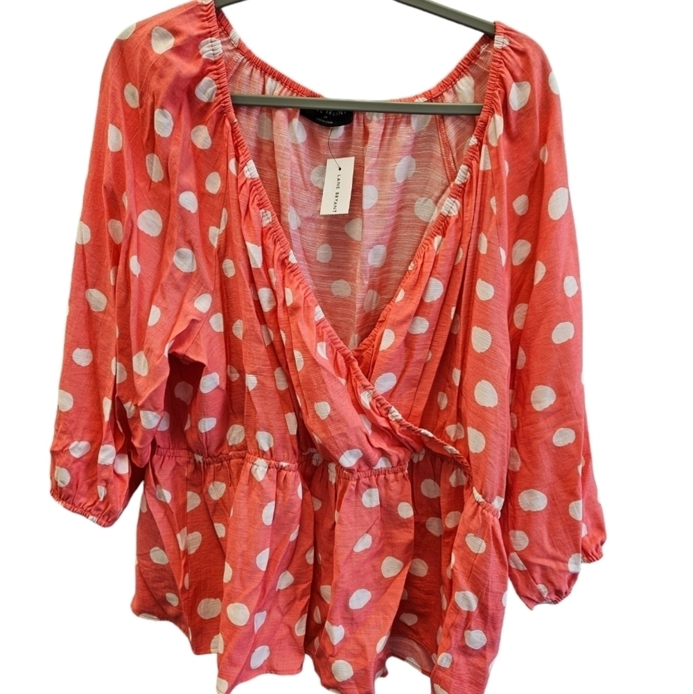 Lane Bryant Polka Dot Plus Size Blouse NEW